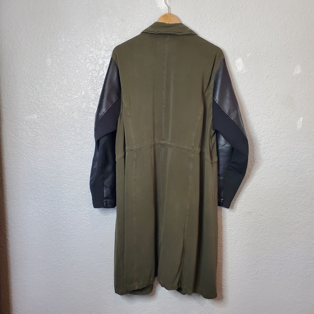 Torrid Anorak Jacket Twill Fabric Faux Leather Sleeves Dark Green Black Sz 3XL - Picture 7 of 16
